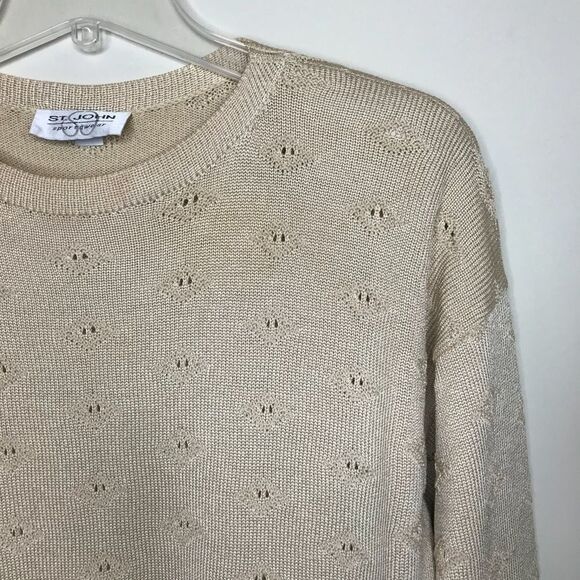 St. John Sz M Sweater Tunic Knit Beige - Picture 1 of 8
